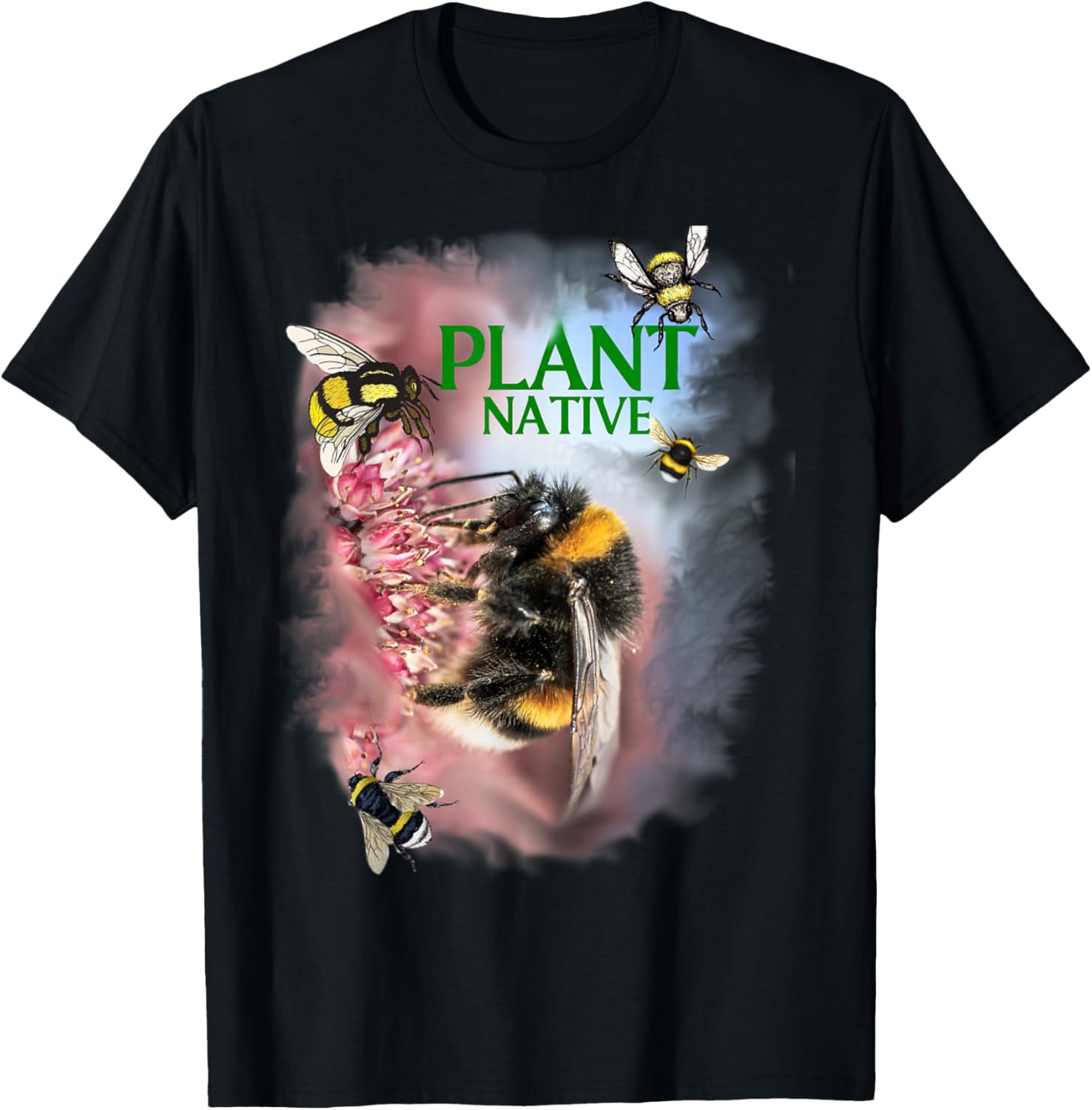 Our Pollinator Bumblebees, Butterflies Need Native Plants T-Shirt - T-Shirt | Black