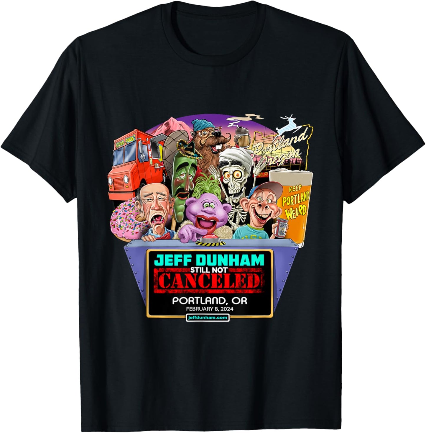 Jeff Dunham Portland, OR (2024) T-Shirt - T-Shirt | Black