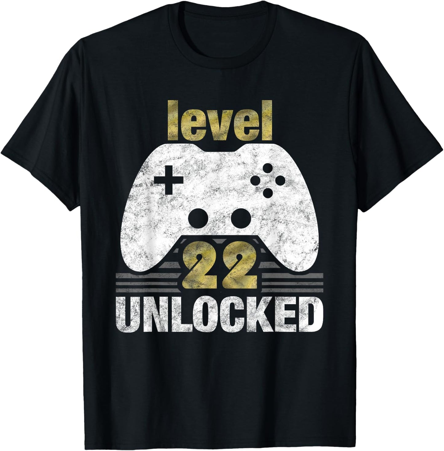 Level 22 Unlocked 22nd Birthday 22 Year Old Gift Gamers T-Shirt - T-Shirt | Black