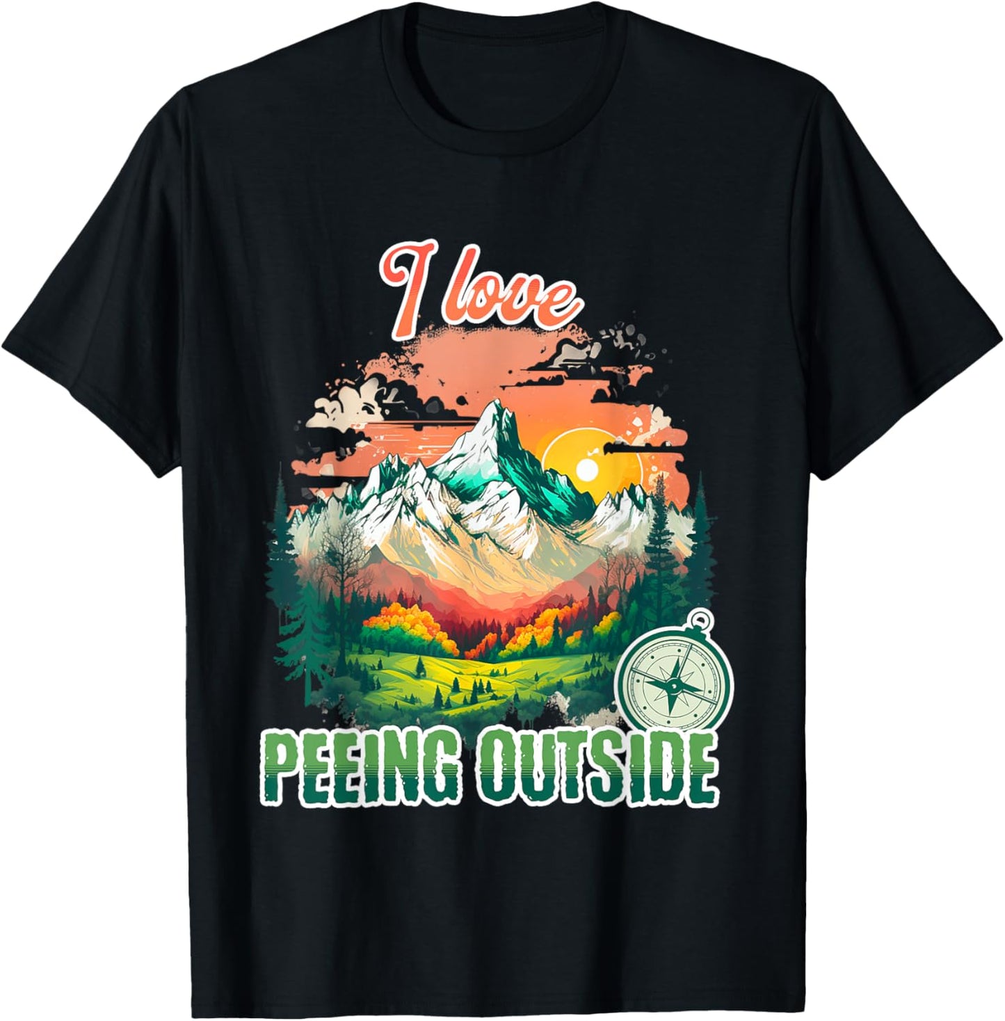 I love Peeing Outside Hiking Outdoor Mountain T-Shirt - T-Shirt | Black