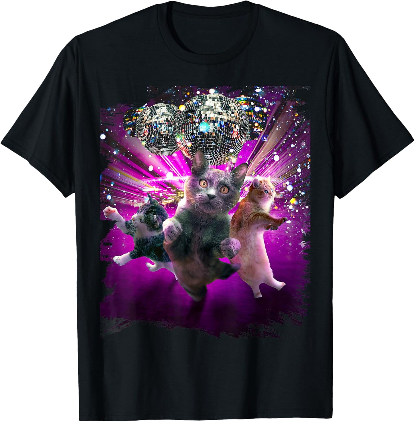 Disco Cats - 70s Disco Kitty Cat Rave T-Shirt - T-Shirt | Black