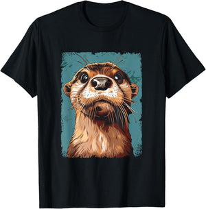 River Otter Lover For Boys Girls Cute Otter Animal Funny T-Shirt - T-Shirt | Black