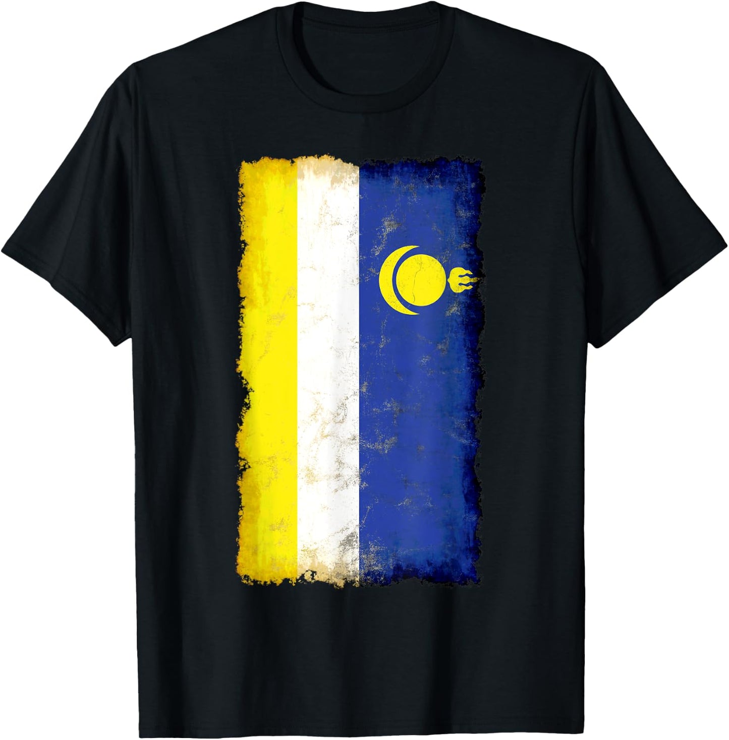 Distressed Buryatia Flag, National Pride Grunge Style T-Shirt - T-Shirt | Black