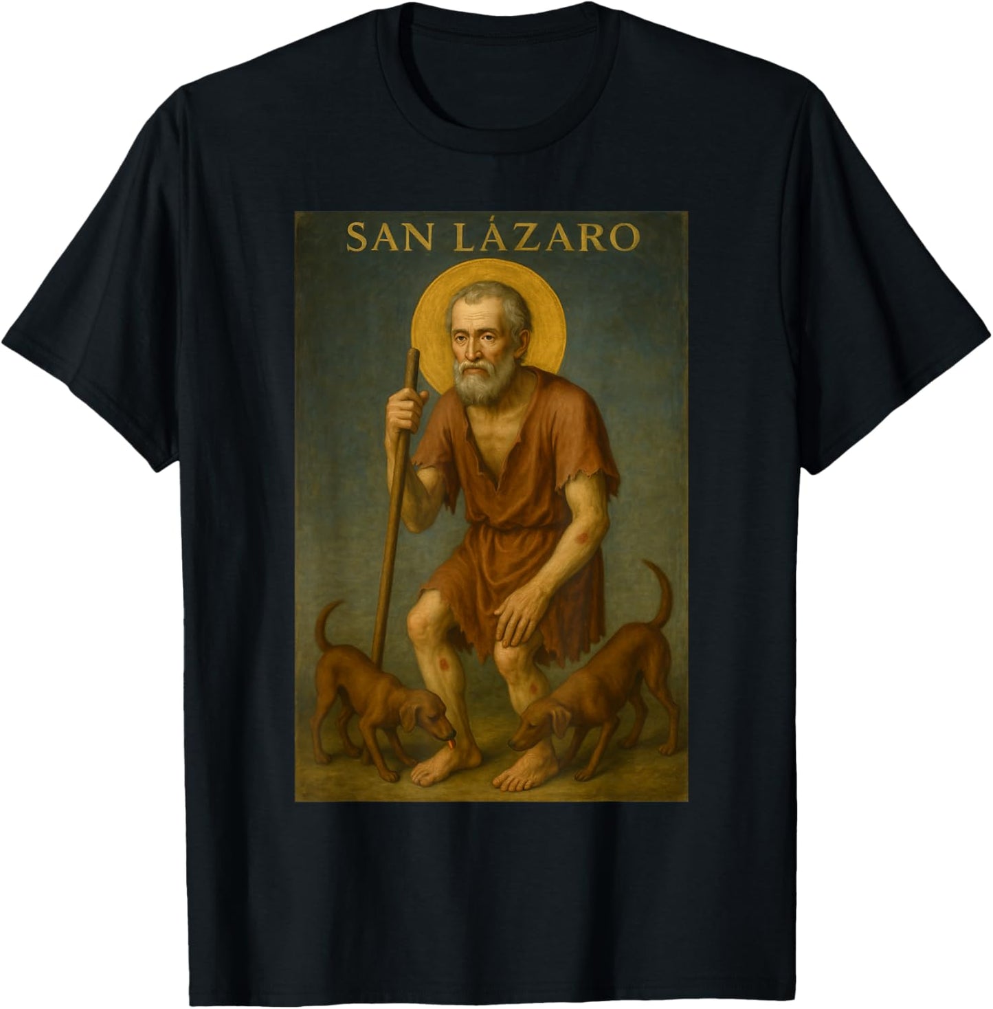 San Lazaro Santeria babalu Aye with dogs T-Shirt - T-Shirt | Black