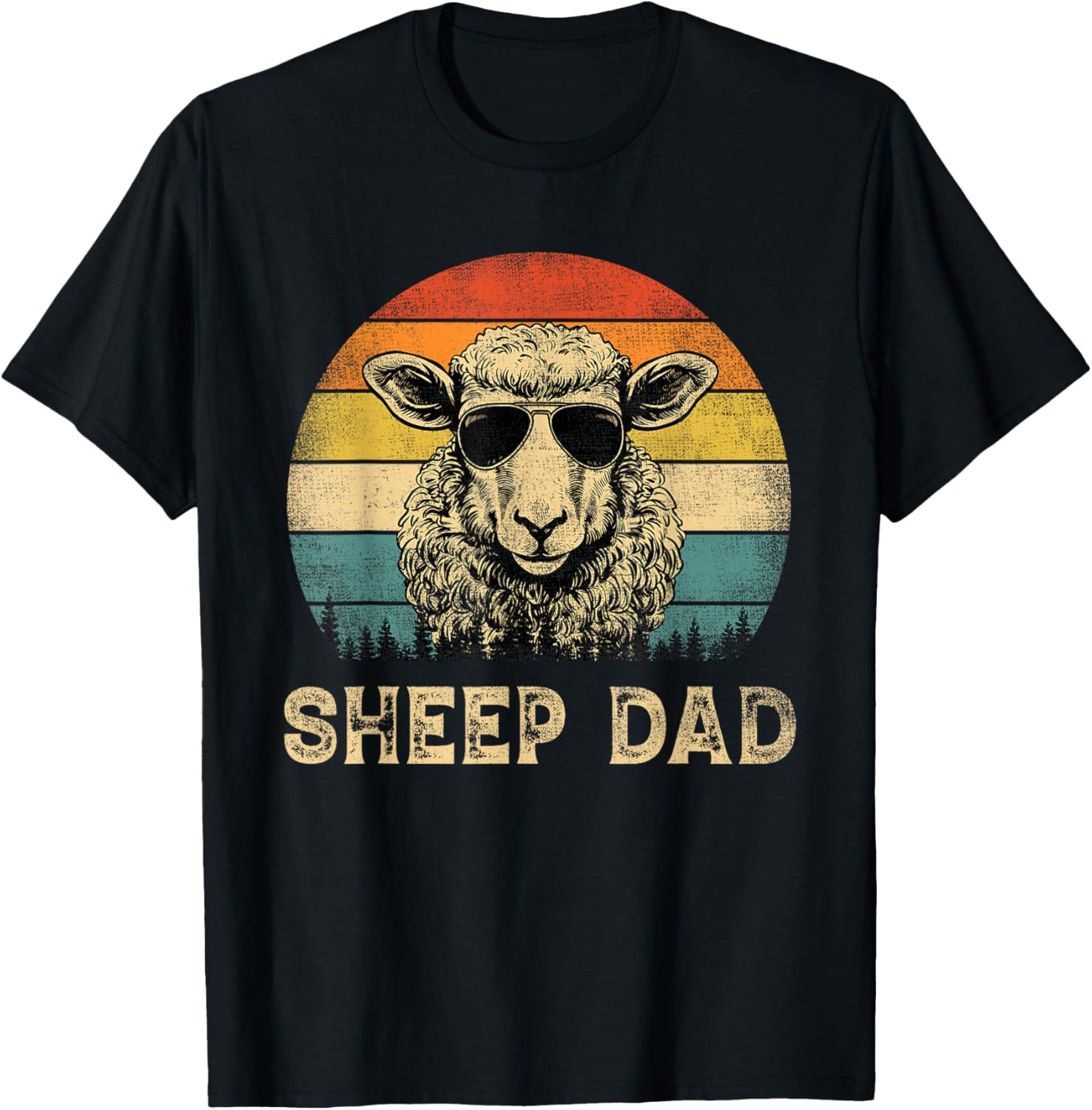 Vintage Sheep Dad Sheep Lovers Daddy Father's Day T-Shirt - T-Shirt | Black