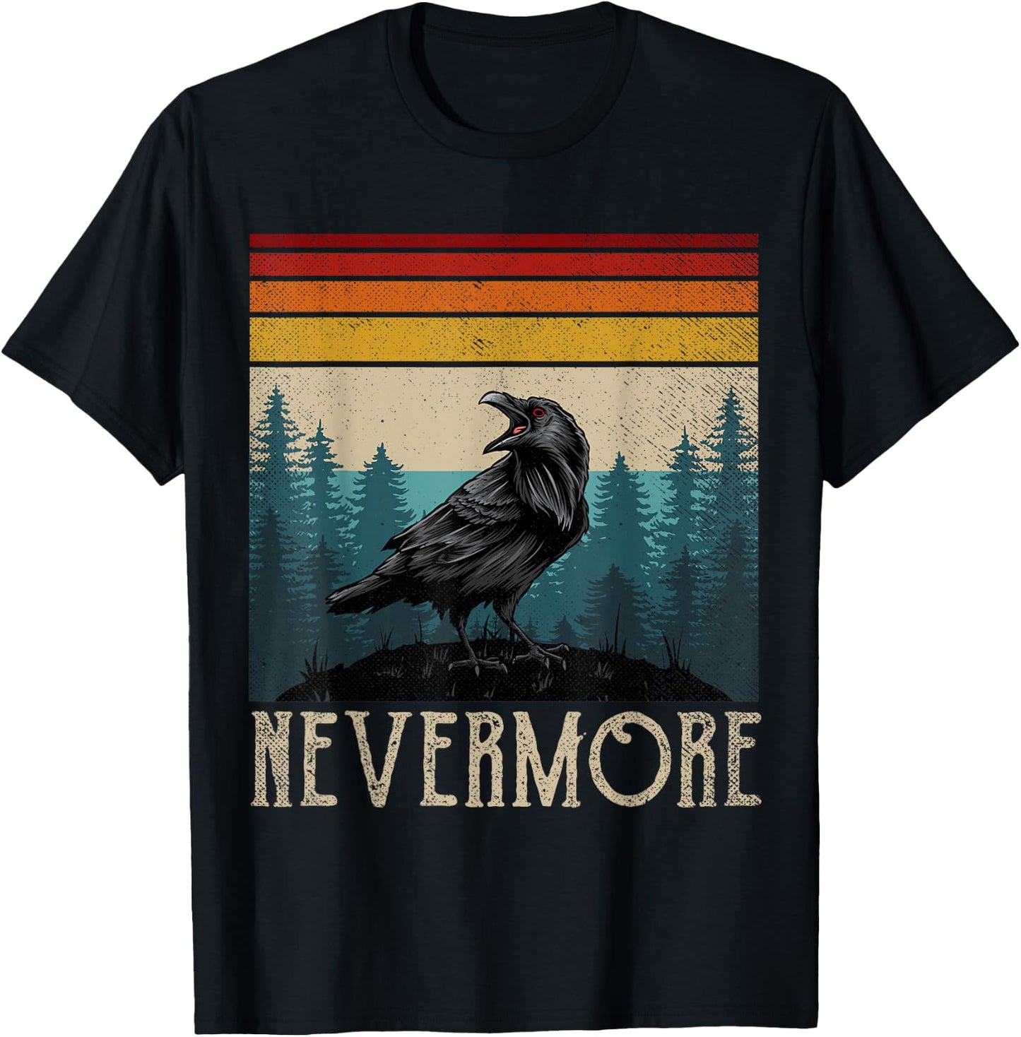 Vintage Nevermore Shirt Edgar Allan Poe The Raven T-Shirt - T-Shirt | Black