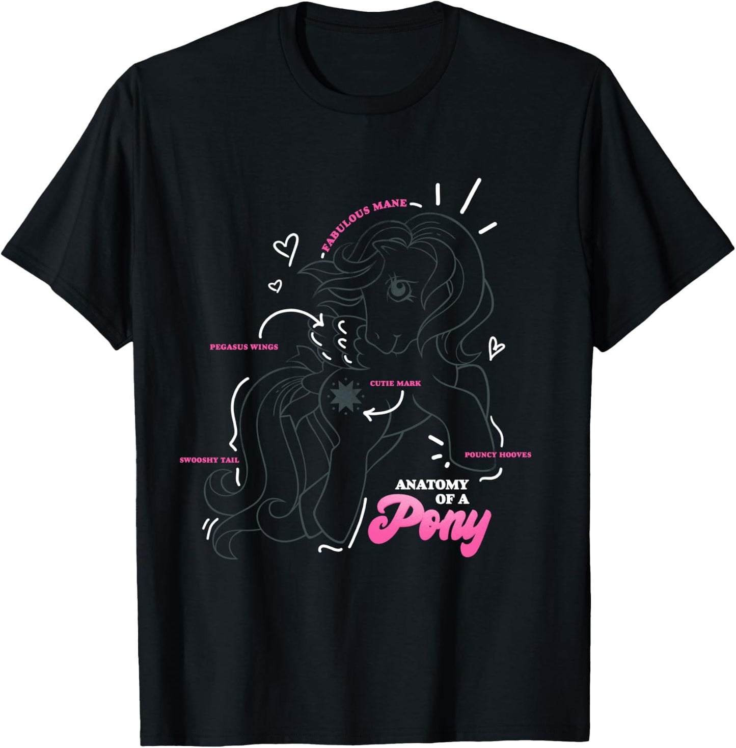 My Little Pony Starshine Anatomy Of A Pony Vintage Diagram T-Shirt - T-Shirt | Black