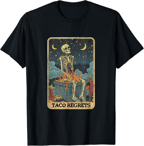 Taco Regrets Cinco de Mayo Retro Mystical Skeleton Pooping
