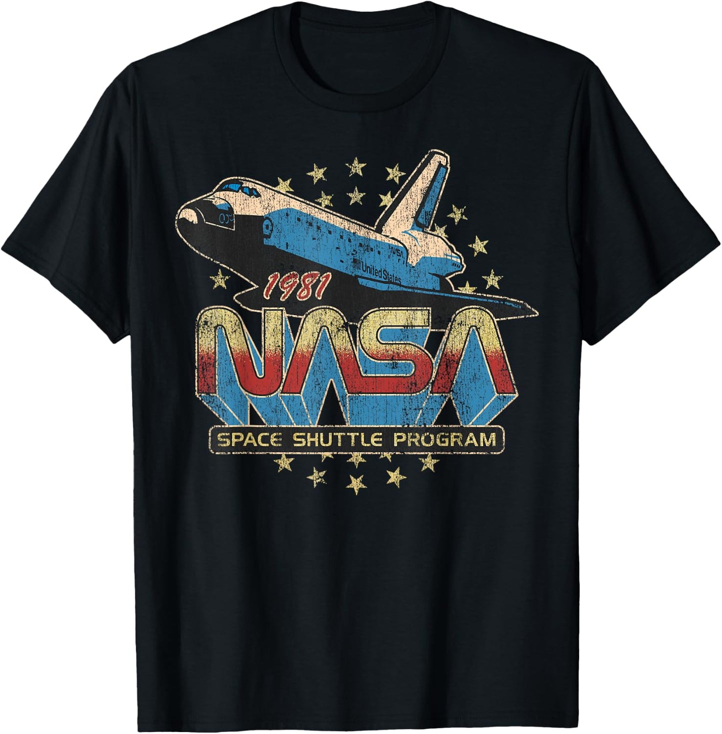 NASA Space Shuttle Program 1981 Distressed T-Shirt - T-Shirt | Black