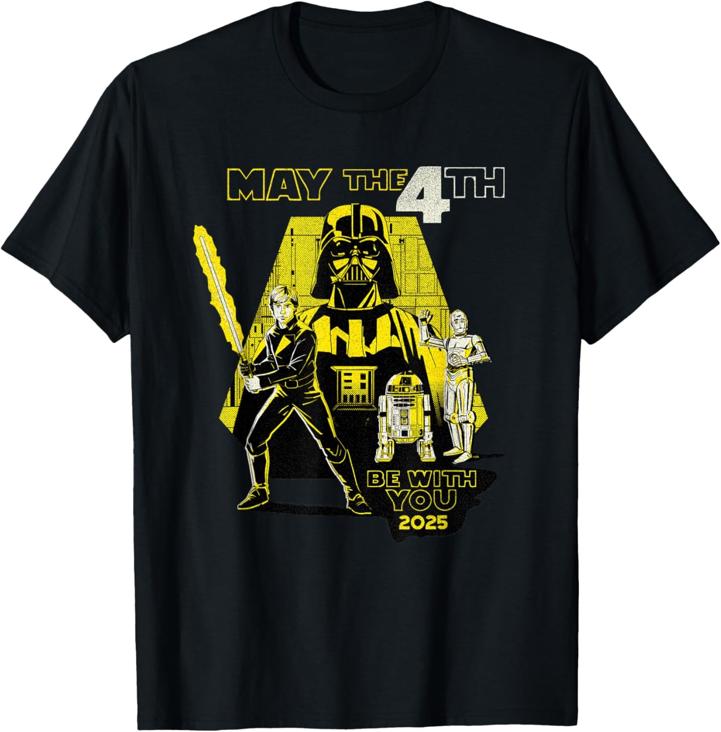Star Wars Day: May the 4th Be With You 2025 Retro Distressed T-Shirt - T-Shirt | Black