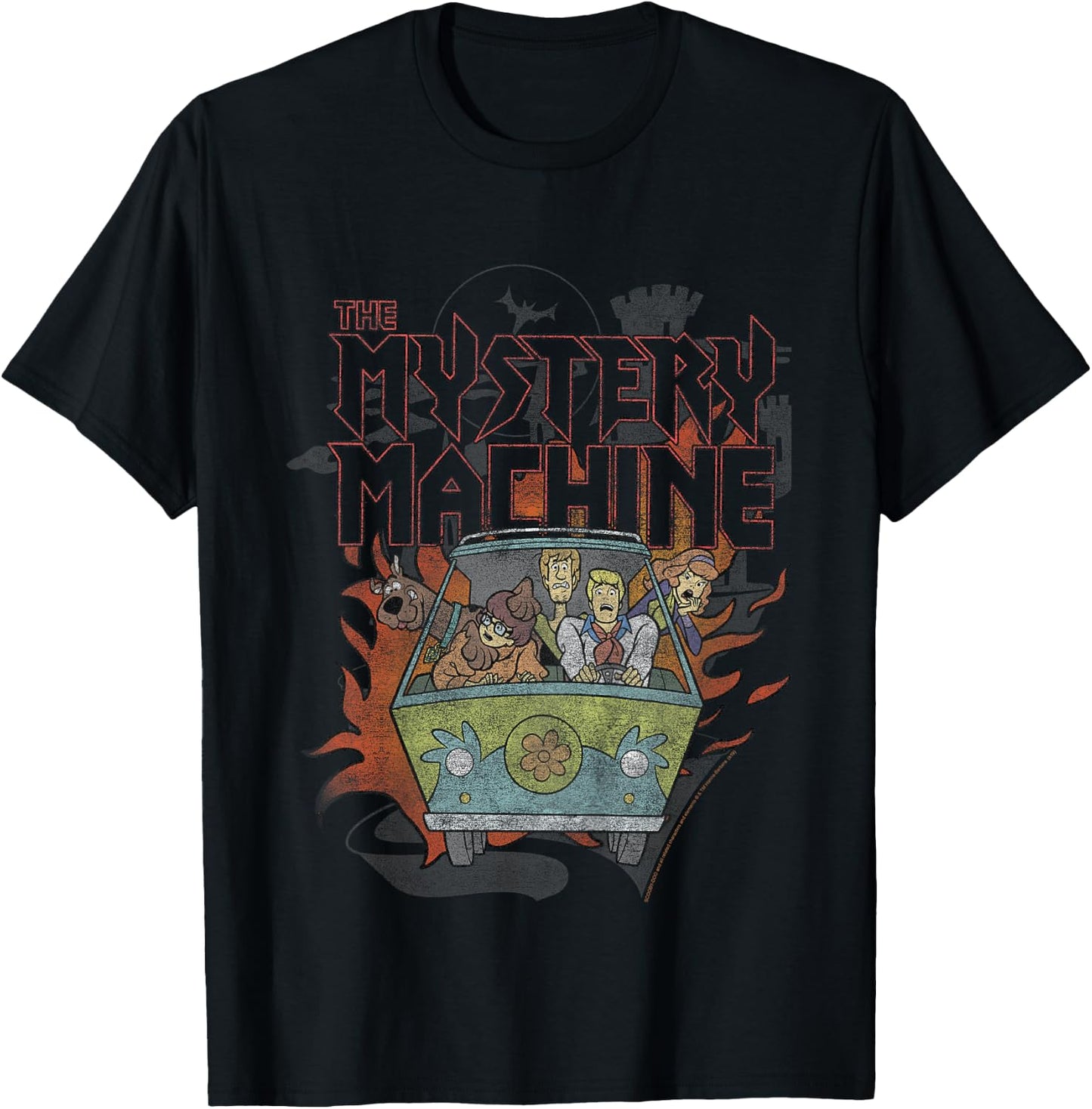Kids Scooby-Doo The Mystery Machine Flame Portrait T-Shirt - T-Shirt | Black