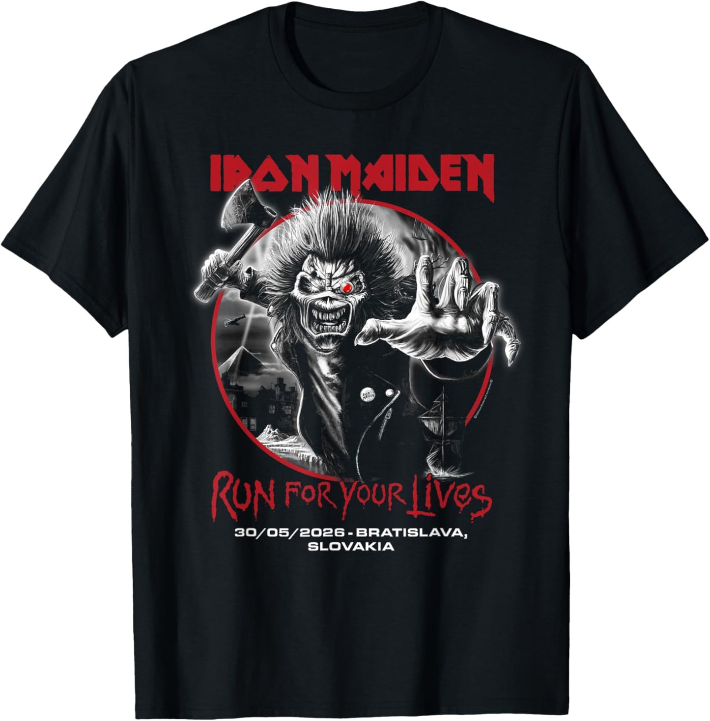 Iron Maiden Run for Your Lives Tour 2026 Bratislava T-Shirt - T-Shirt | Black