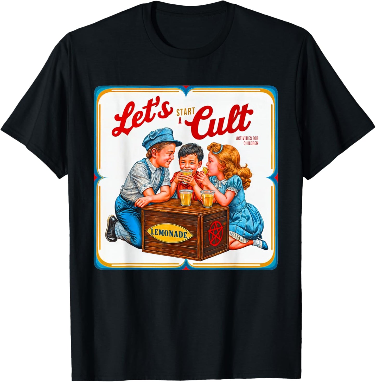 Let's Start A Cult Ironic Funny Vintage Horror T-Shirt - T-Shirt | Black