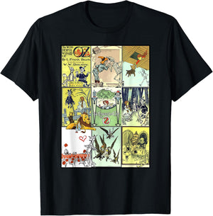 Dorothy and Toto The Wonderful Wizard of Oz Collage - Green, -Adults, Short Sleeve, , Small T-Shirt - T-Shirt | Black