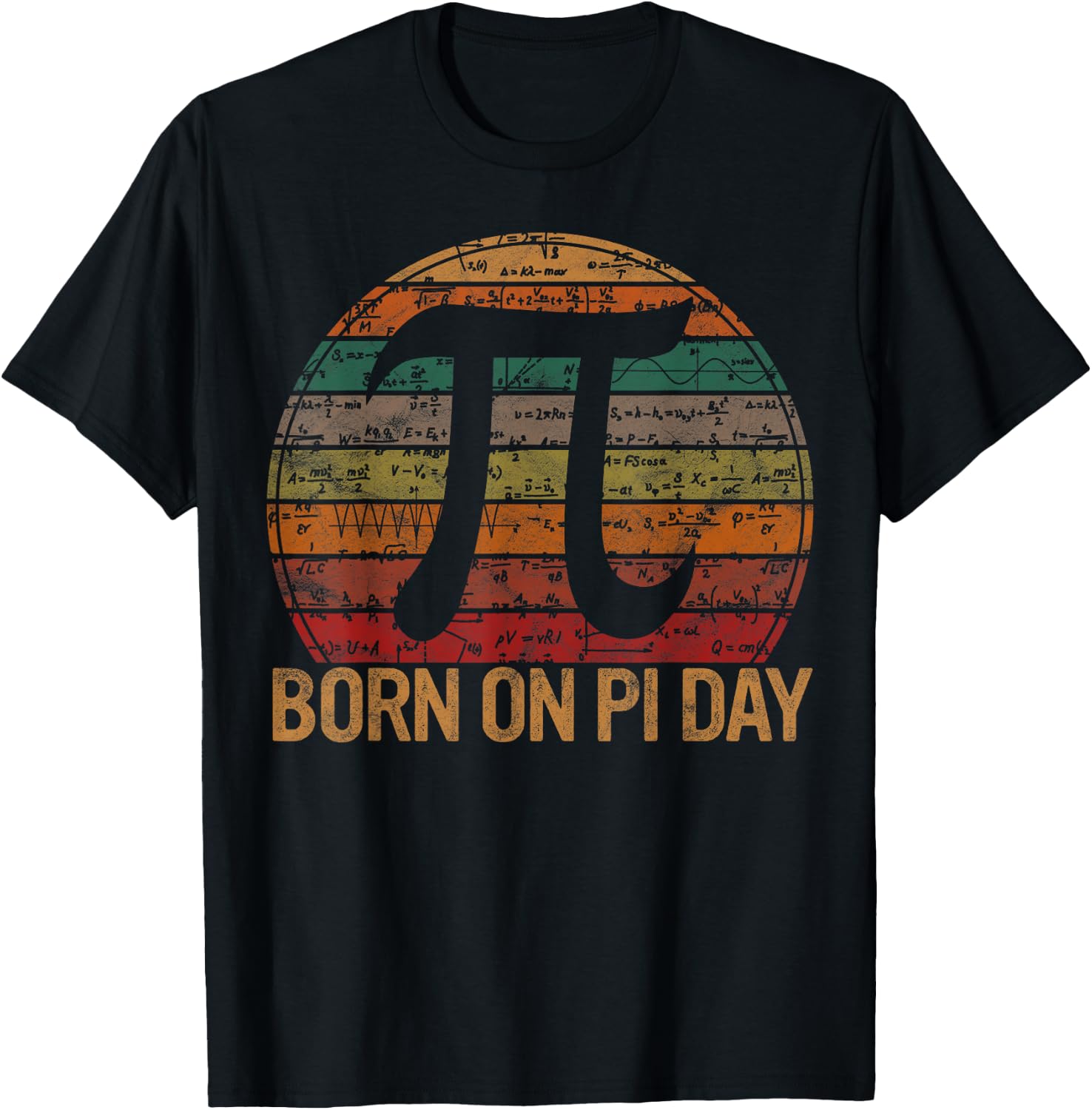 Born on Pi Day Math Equations Sunset Gift Geek Birthday T-Shirt - T-Shirt | Black