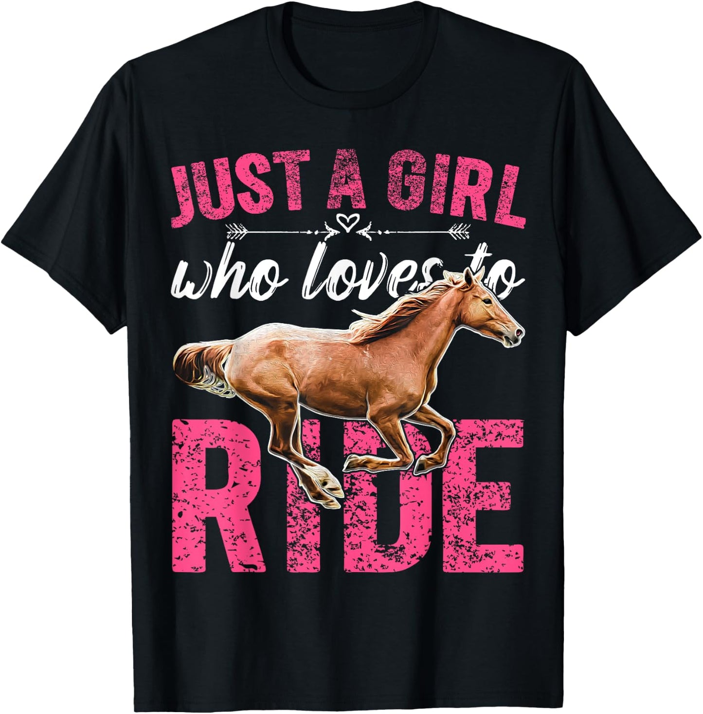 Just a Girl Who Loves to Ride Horses Horseback Riding Gift T-Shirt - T-Shirt | Black