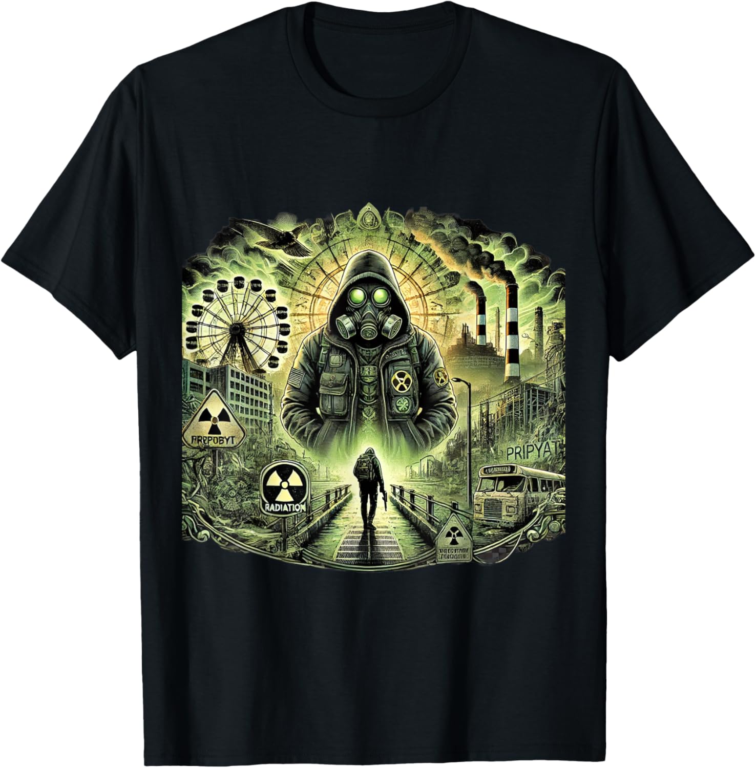 Chernobyl Radiation Zone, Abandoned Pripyat, Stalker Game T-Shirt - T-Shirt | Black