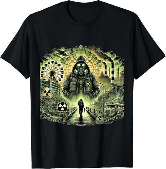 Chernobyl Radiation Zone, Abandoned Pripyat, Stalker Game T-Shirt - T-Shirt | Black