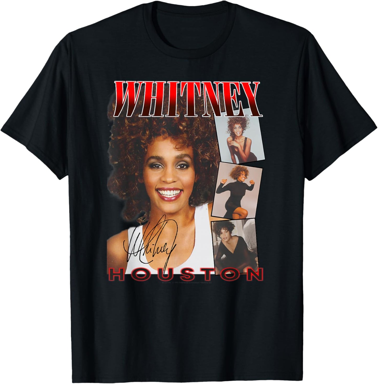 Whitney Houston Face Photos T-Shirt - T-Shirt | Black