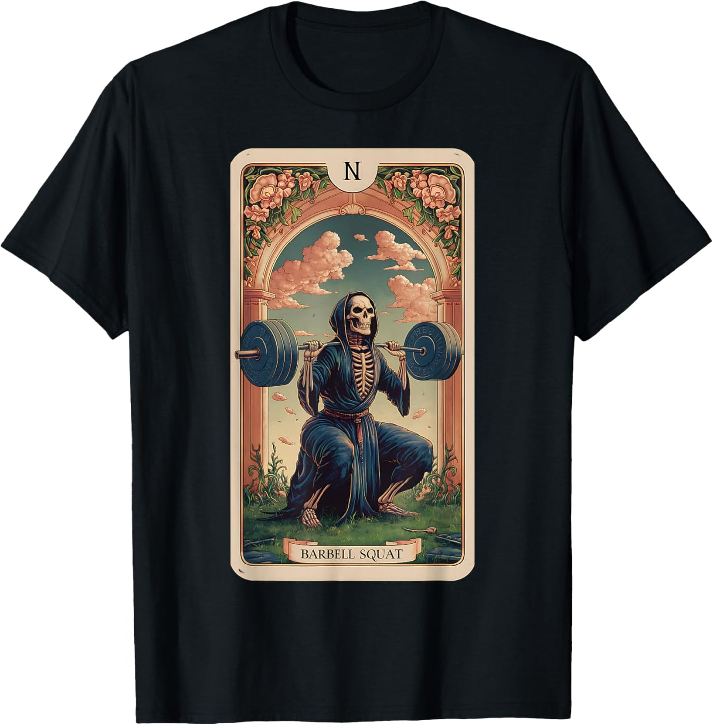 Funny Tarot Card Barbell Squat Gym Workout Tarot Card T-Shirt - T-Shirt | Black