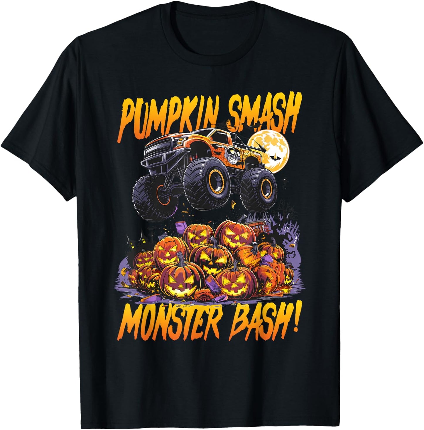 Monster Truck Halloween Pumpkin Smash, Monster Bash! T-Shirt - T-Shirt | Black