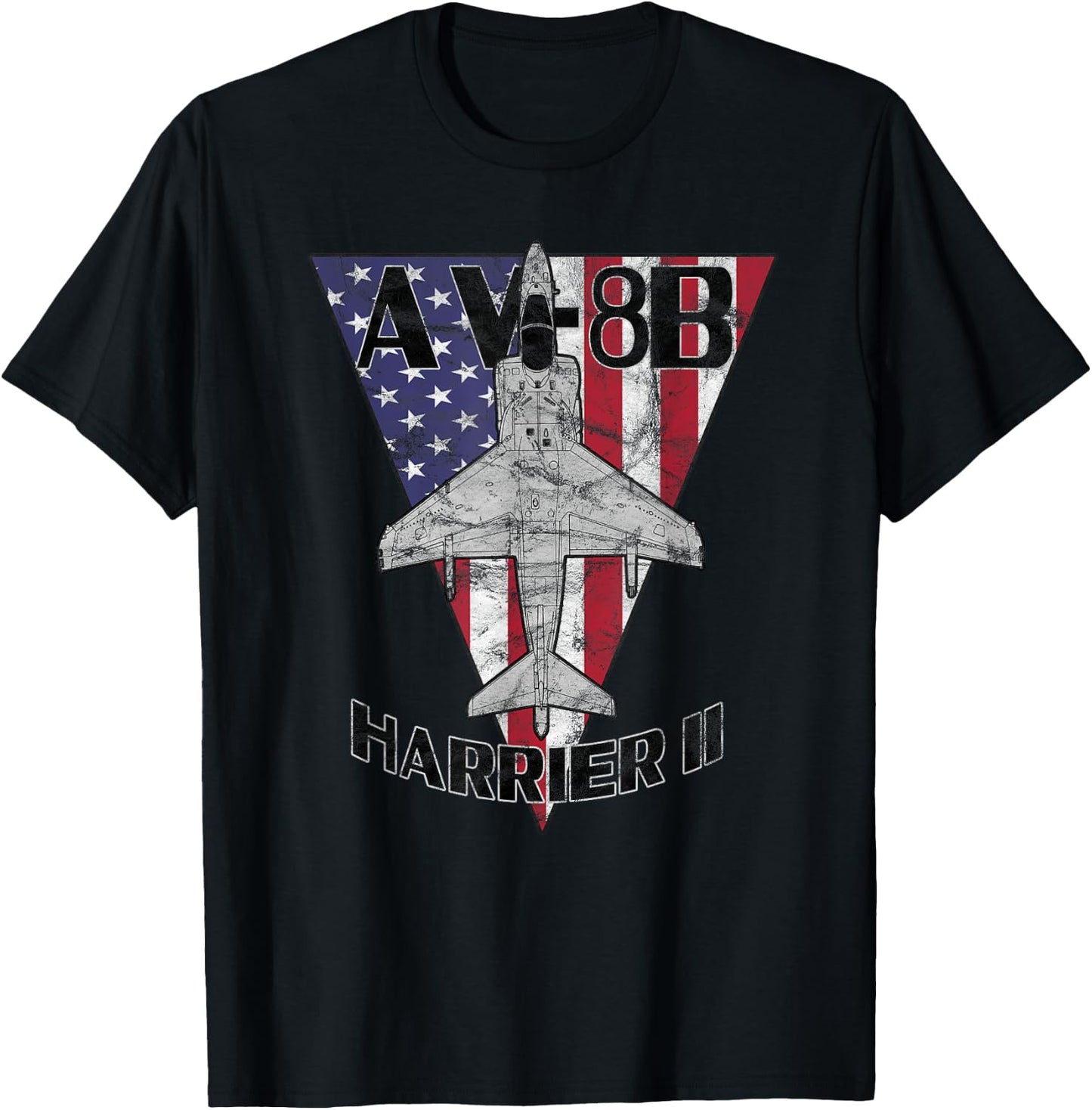 AV-8B Harrier II Jet Patriotic Airplane Vintage Design T-Shirt - T-Shirt | Black