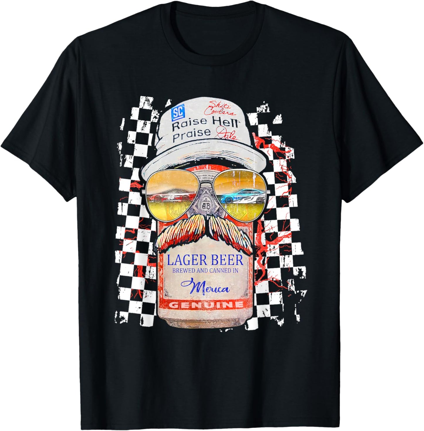 Graphic Motorsport Retro 90s Racing Retro Drinking Beer T-Shirt - T-Shirt | Black