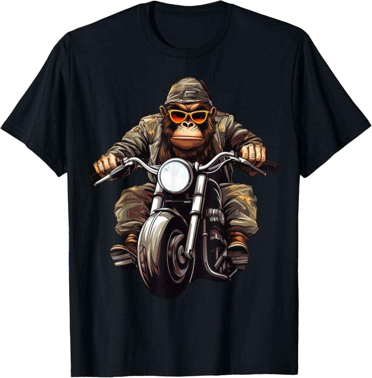 Monkey Motorcycle / Motorcyclist Monkey T-Shirt - T-Shirt | Black