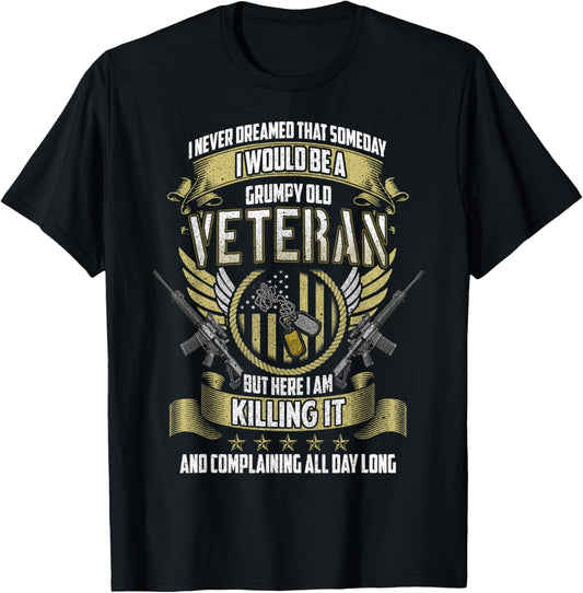 Old Soldier, New Jokes: Veterans Life Grumpy Old Veteran: Proudly Complaining , Small T-Shirt - T-Shirt | Black