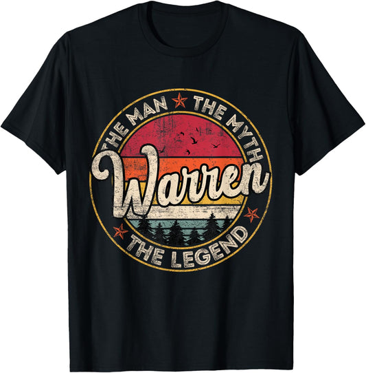 Warren The Man The Myth The Legend Personalized Name T-Shirt - T-Shirt | Black