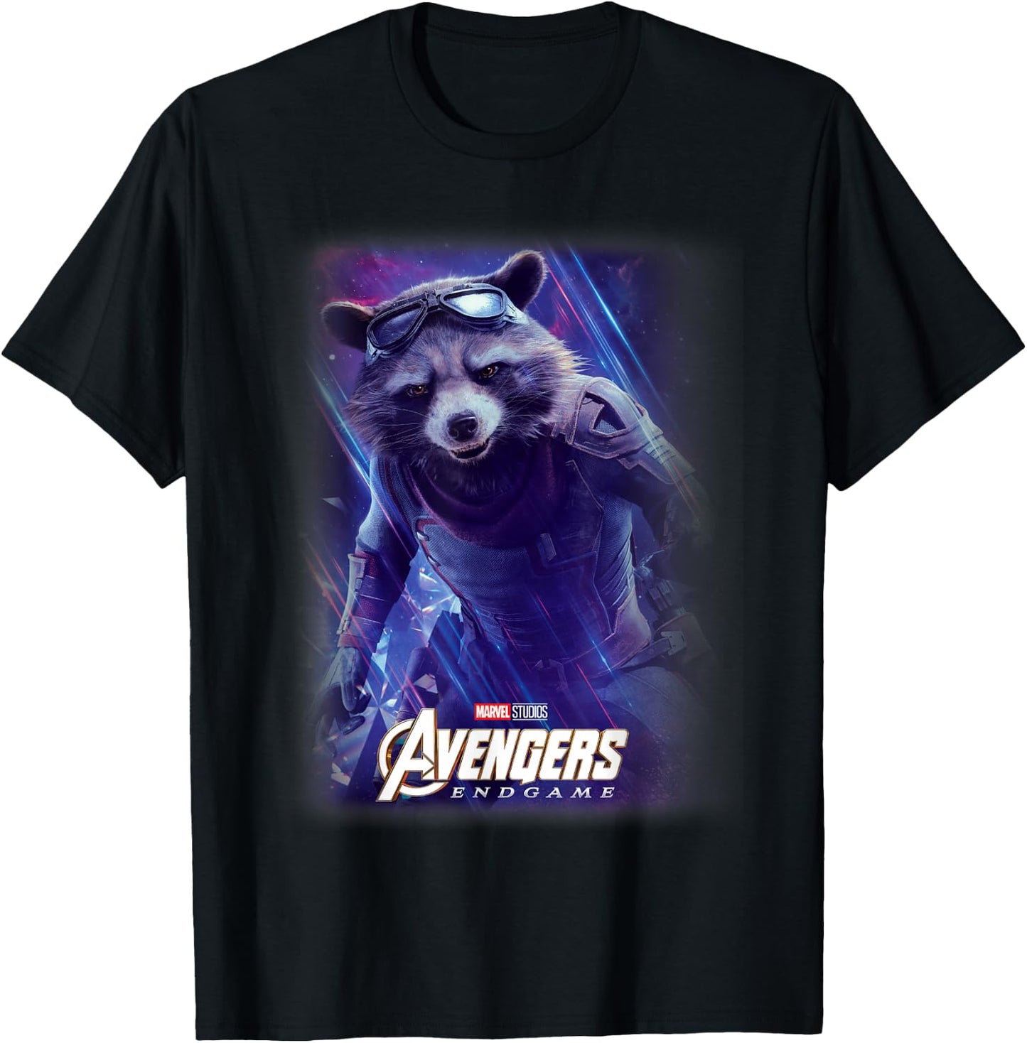 Marvel Avengers Endgame Rocket Raccoon Galactic Space Poster T-Shirt - T-Shirt | Black