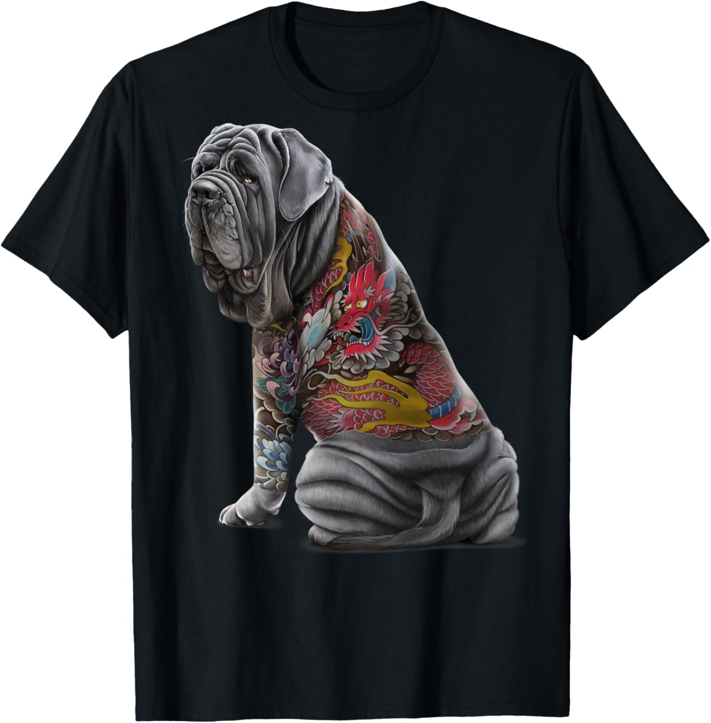 Neapolitan Mastiff Dog with Japanese Dragon Tattoo Irezumi Women Kids T-Shirt - T-Shirt | Black