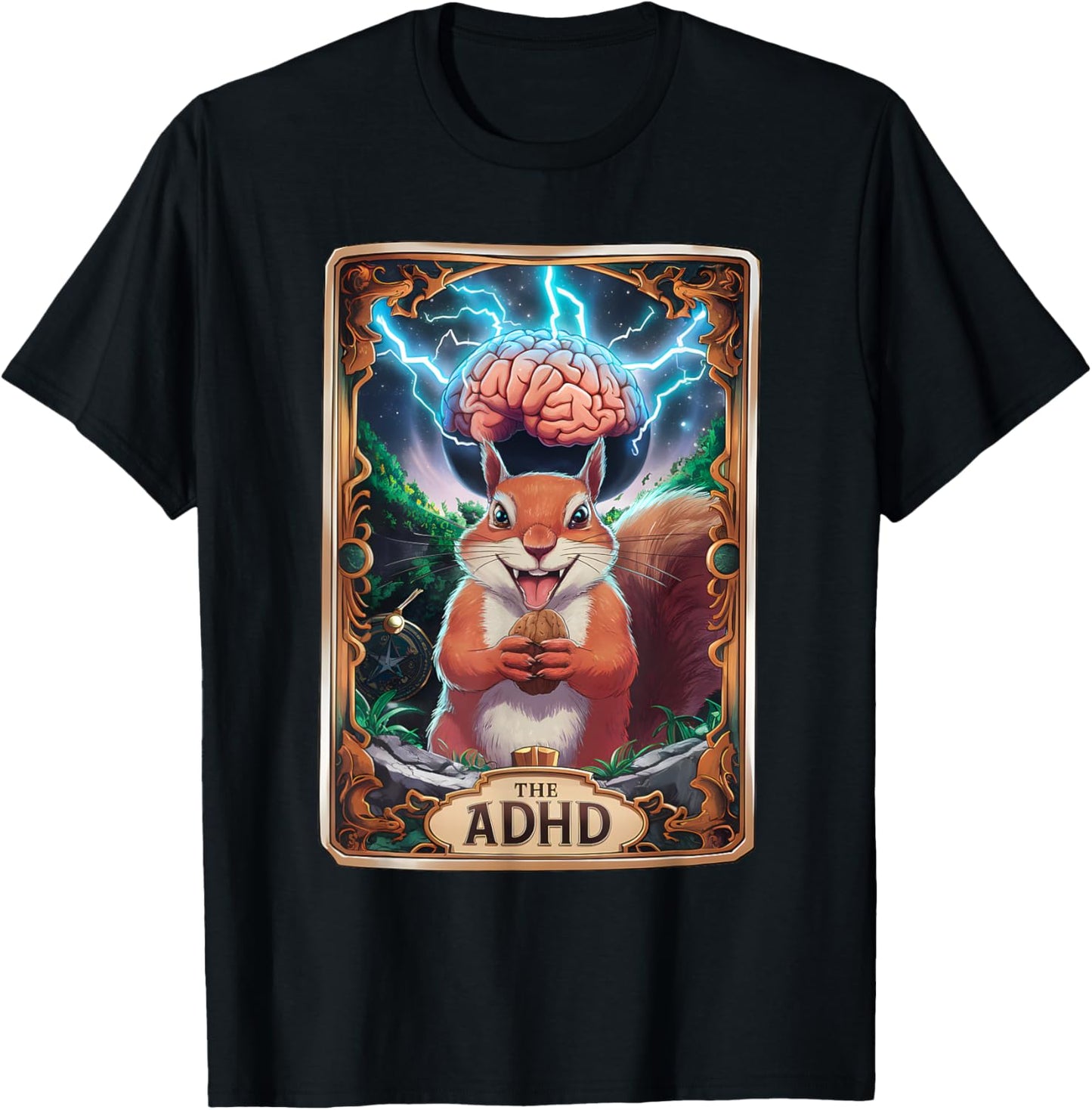The ADHD Funny Tarot Card Squirrel Autism Awareness T-Shirt - T-Shirt | Black