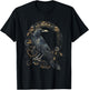 Crow Steampunk Gears Raven art Steampunk bird T-Shirt - T-Shirt | Black