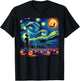 Van Gogh Starry Night Alien Man Halloween Fall Pumpkin Bats T-Shirt - T-Shirt | Black