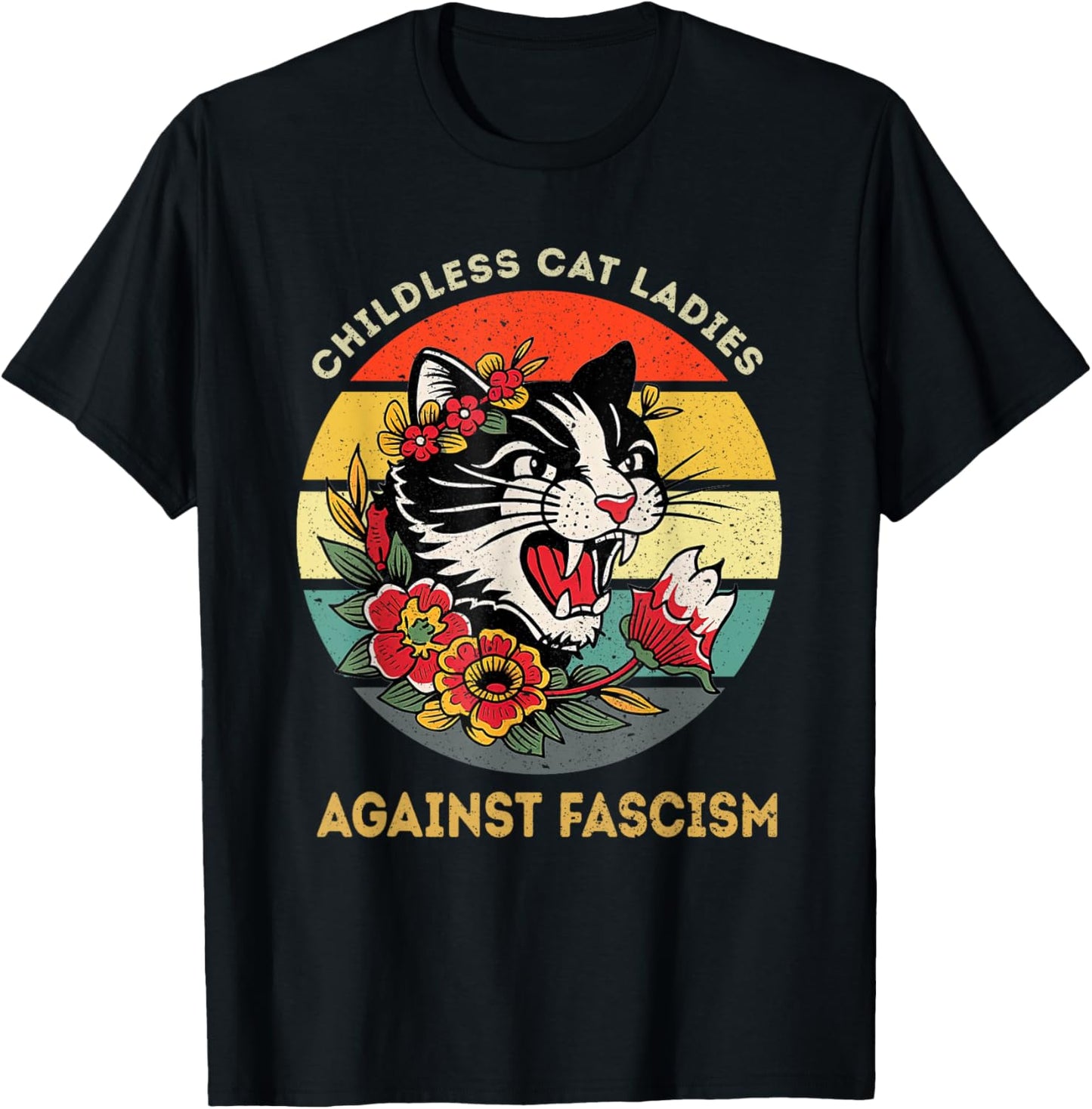 Childless Cat Ladies Against Fascism T-Shirt - T-Shirt | Black
