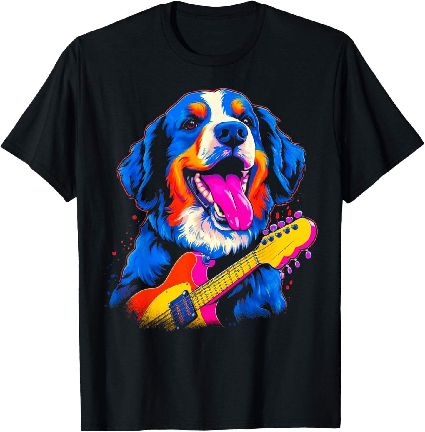 Bernese Mountain Dog Guitar T-Shirt - T-Shirt | Black