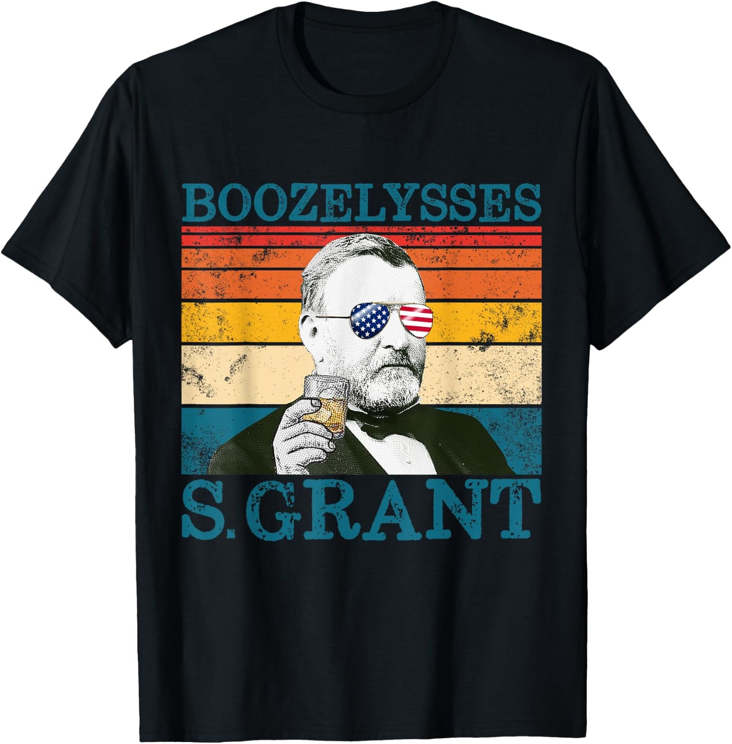 Boozelysses S. Grant Retro Drinking President Ulysses Grant T-Shirt - T-Shirt | Black