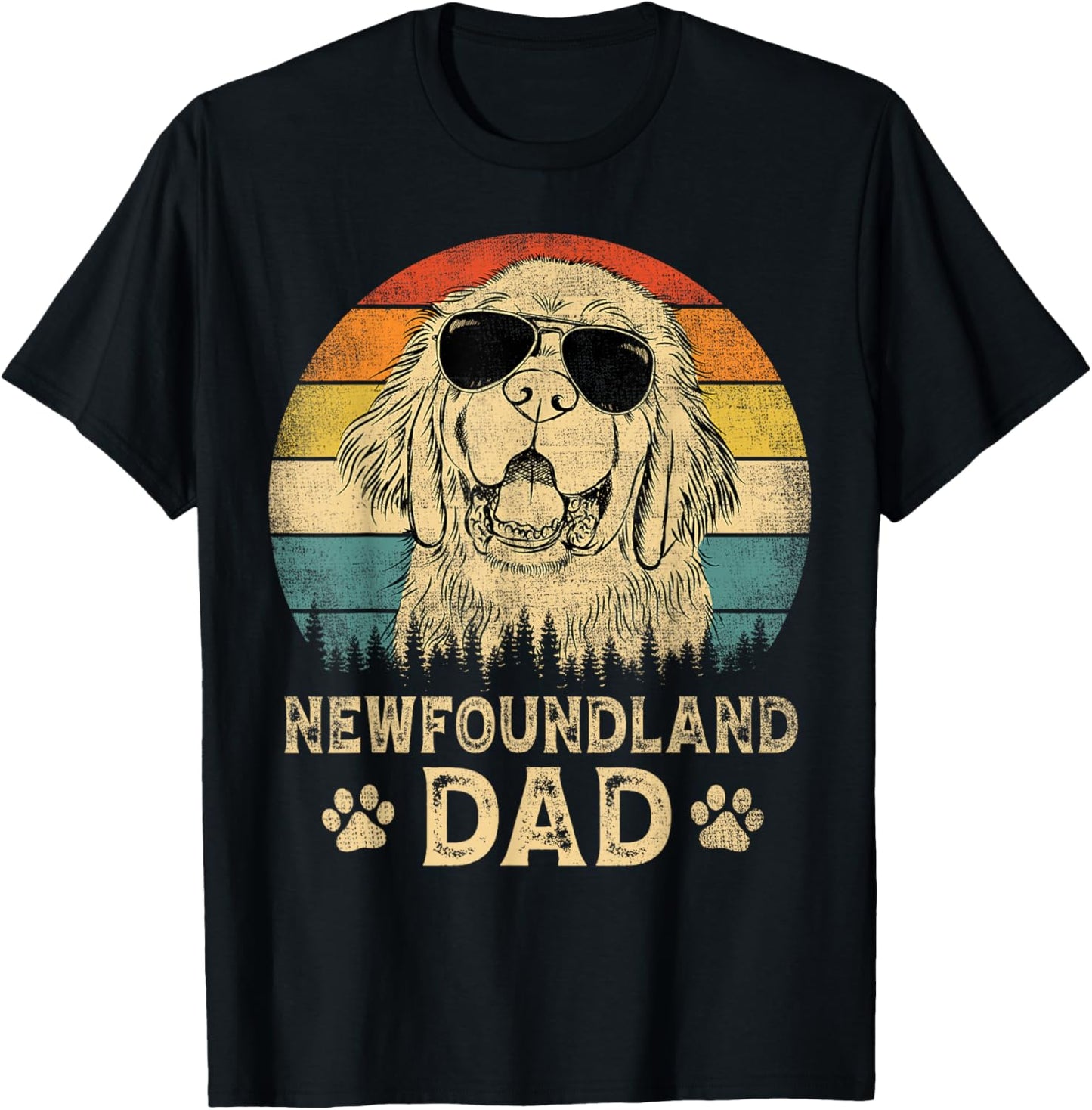 Vintage Newfoundland Dad Dog Lovers Father's Day Men Women T-Shirt - T-Shirt | Black