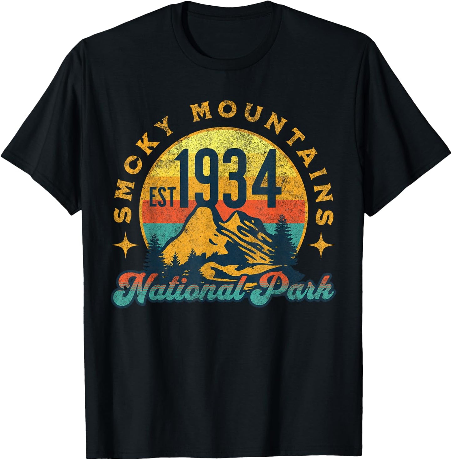 Smoky Mountains Nature Mountains Hiking Outdoors Vintage T-Shirt - T-Shirt | Black