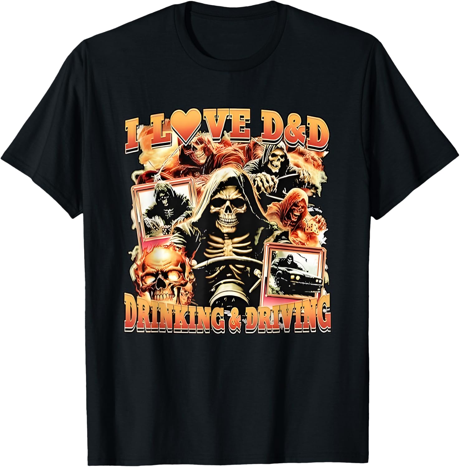 I love D&D Drinking & Driving Death Reaper T-Shirt - T-Shirt | Black