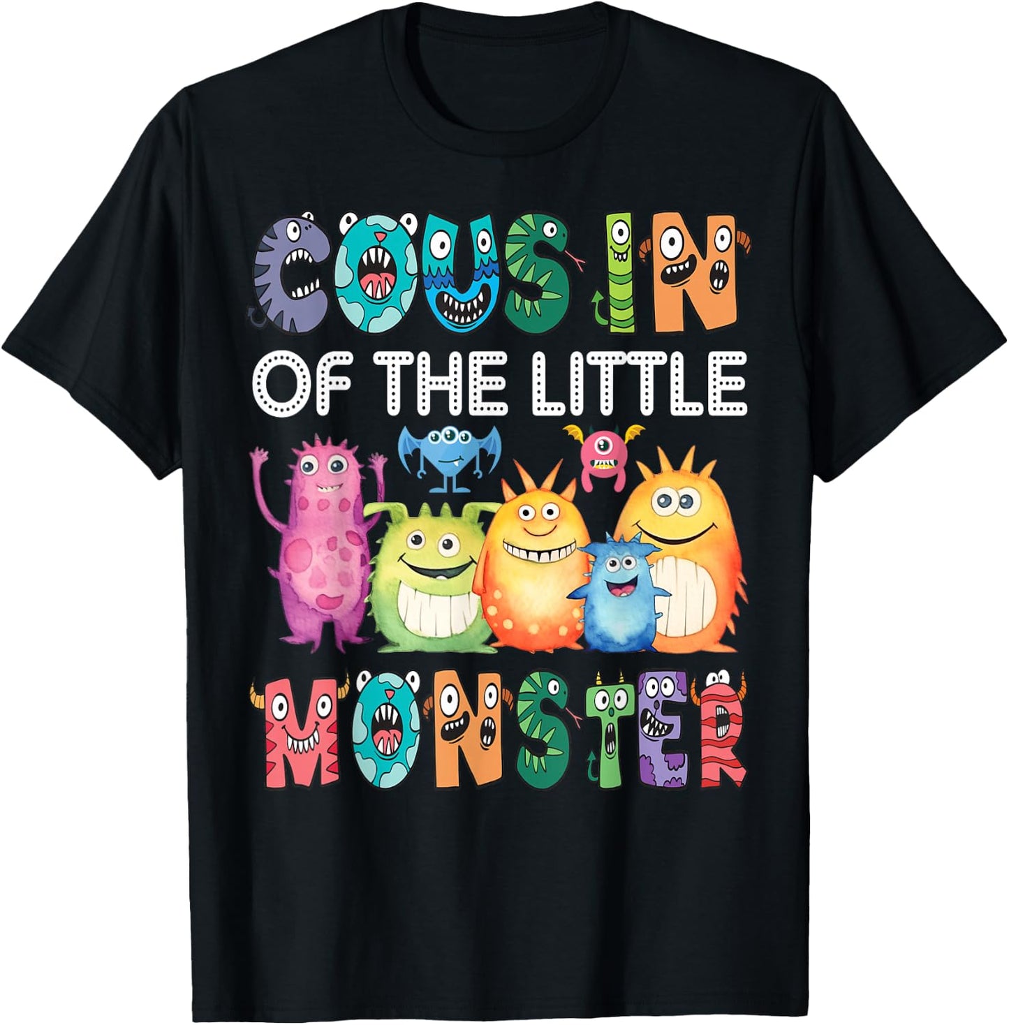 Cousin Of The Little Monster Kids 1St Birthday Party T-Shirt - T-Shirt | Black