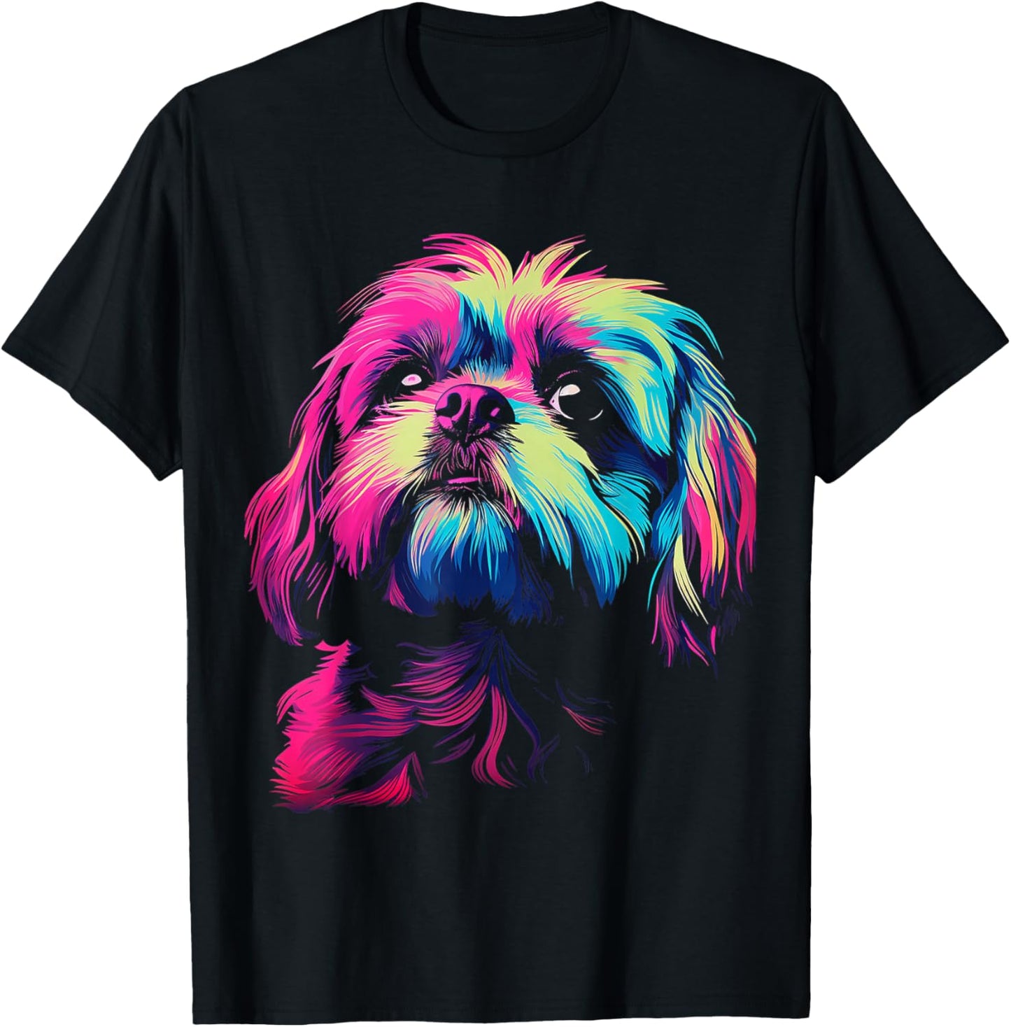 Shih Tzu Graphic Pet Illustration Dog Shih Tzu T-Shirt - T-Shirt | Black