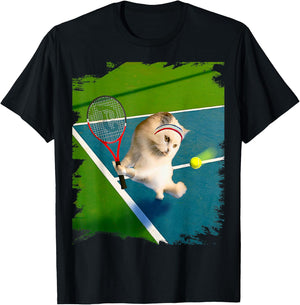 Persian Cat Playing Tennis T-Shirt - T-Shirt | Black