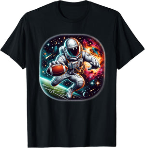 Astronaut Playing Football In Space T-Shirt - T-Shirt | Black