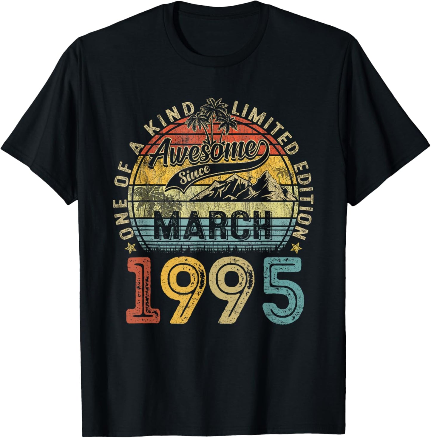 Vintage 30 Years Old Awesome Since March 1995 30th Birthday T-Shirt - T-Shirt | Black
