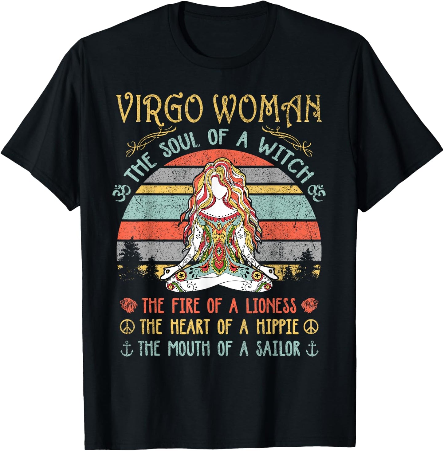 Virgo Woman The Soul Of A Witch Vintage Birthday T-Shirt - T-Shirt | Black