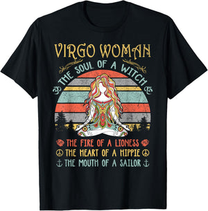 Virgo Woman The Soul Of A Witch Vintage Birthday T-Shirt - T-Shirt | Black