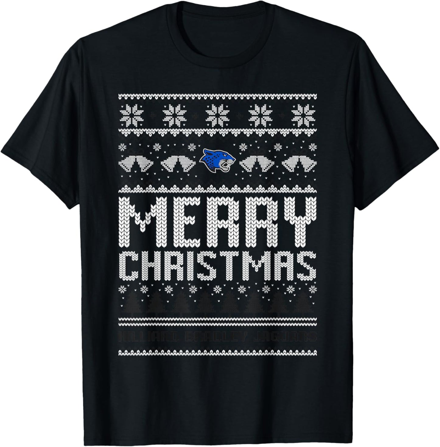 Hilliard Bradley Jaguars Logo Merry Christmas Ugly Sweater T-Shirt - T-Shirt | Black