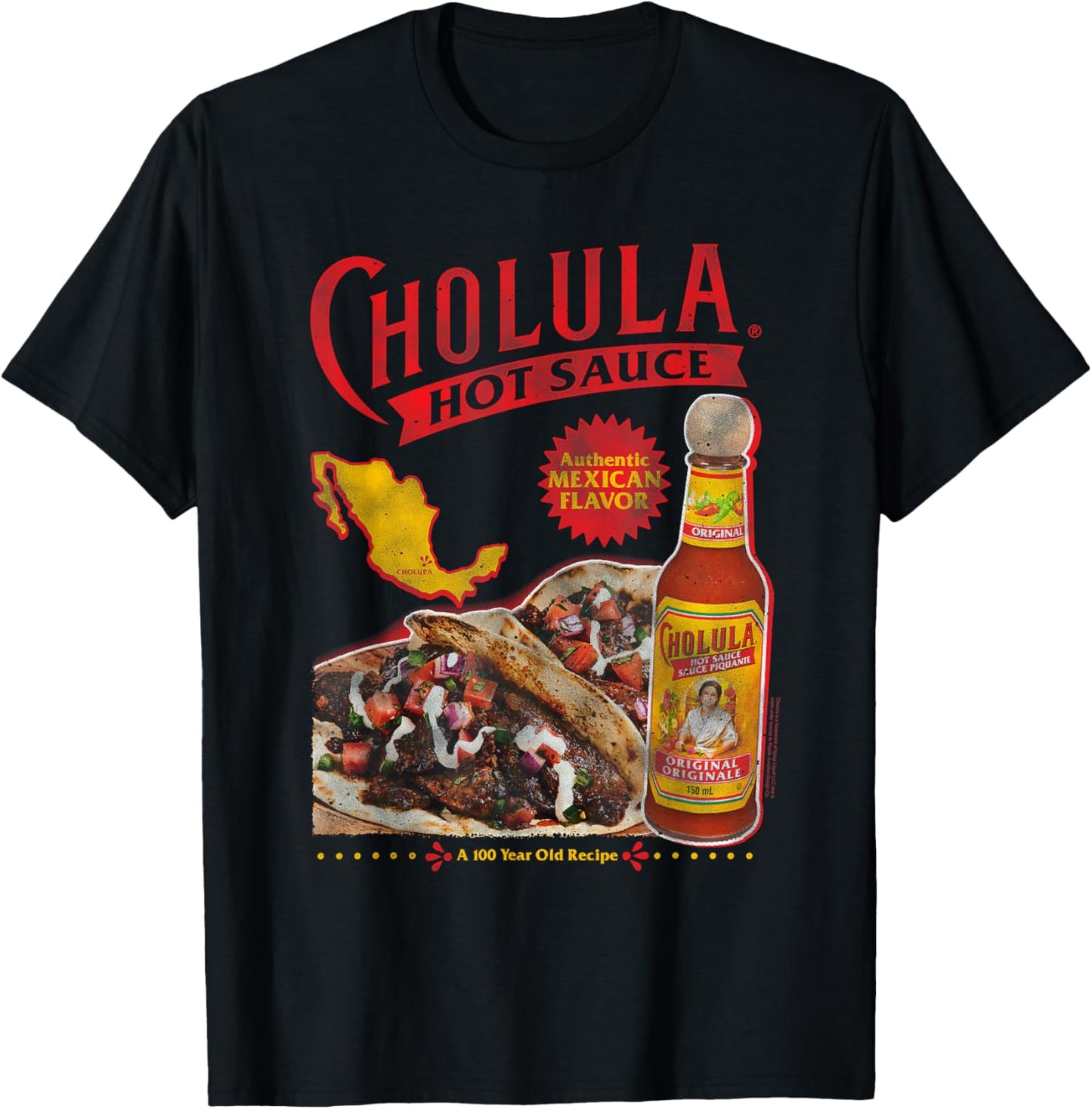 Cholula Authentic Mexican Flavor Hot Sauce T-Shirt - T-Shirt | Black